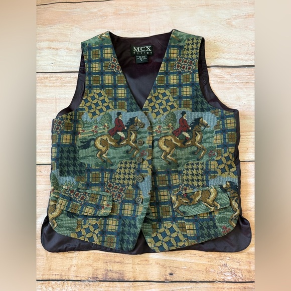 mcx design Jackets & Blazers - Vintage MCX Design Tapestry Vest Cowboy Western Horse Size Small equestrian